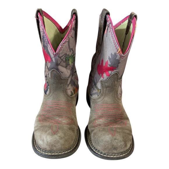 Ariat Shoes - Ariat Fatbaby Women's Sz 7 B Camo Pink Brown Leather Stockman Cowboy Boots